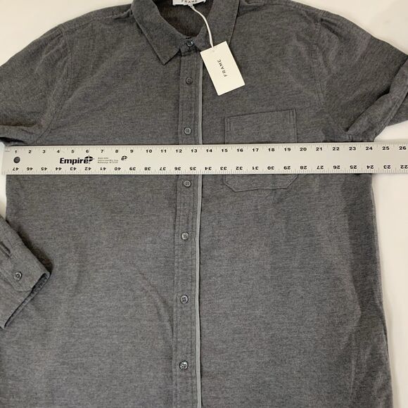 NWT FRAME Brushed Flannel Shirt Men XL Gray Button Up Soft Classic Cabincore - Picture 6 of 8